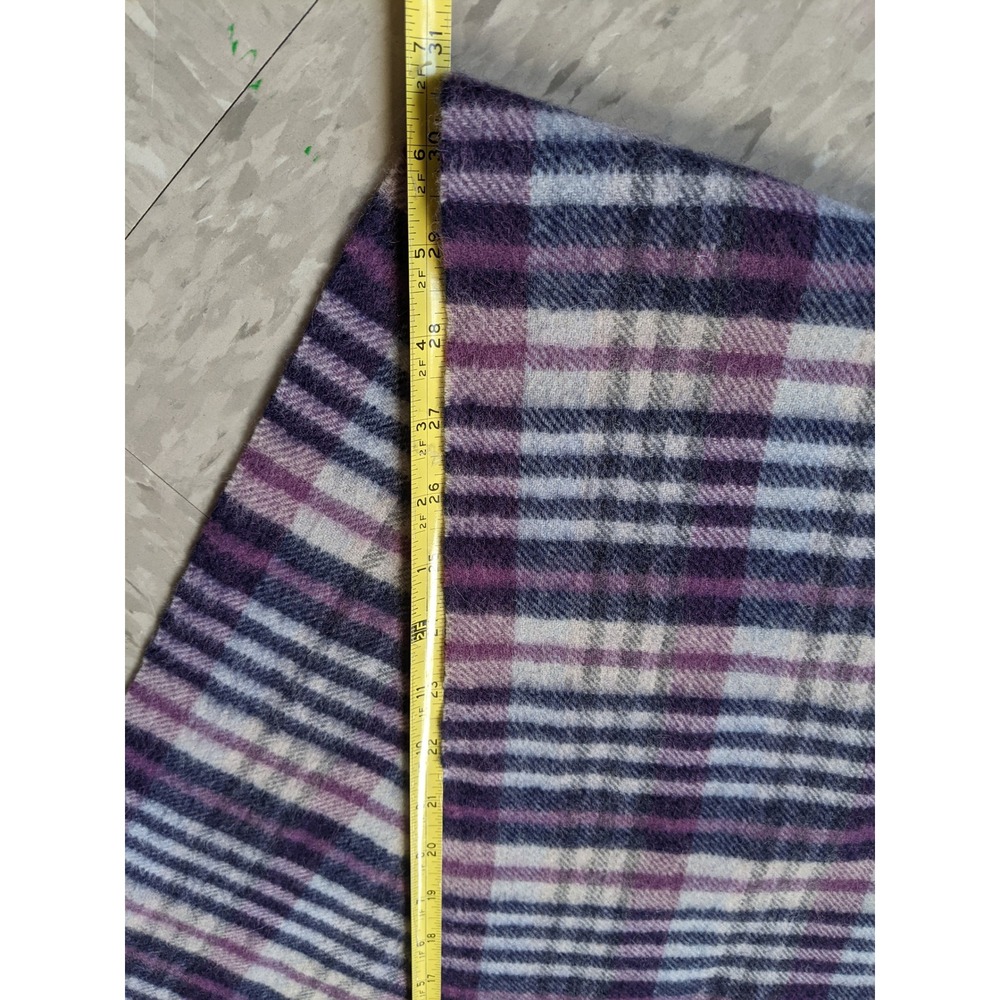 Ballantrae Edinburgh Purple Plaid 100% Lambswool Fringe Scarf Made in Scotland - Picture 5 of 6
